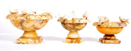 COLLECTION OF SOAP STONE BIRD BATHS