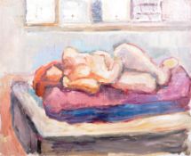 DORIAN LEVINE (20TH CENTURY) PORTRAIT STUDY OF RECUMBANT NUDE