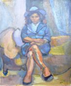 DORIAN LEVINE (20TH CENTURY) PORTRAIT STUDY OF YOUNG LADY