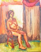 DORIAN LEVINE (20TH CENTURY) PORTRAIT STUDY OF A FEMALE NUDE