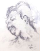 DORIAN LEVINE (20TH CENTURY) CHARCOAL PORTRAIT STUDY OF A HUMAN