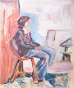 DORIAN LEVINE (20TH CENTURY) PORTRAIT STUDY OF A SEATED LADY