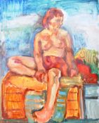 DORIAN LEVINE (20TH CENTURY) PORTRAIT STUDY OF FEMALE NUDE