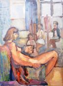 DORIAN LEVINE (20TH CENTURY) PORTRAIT STUDY OF A FEMALE NUDE