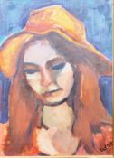 DORIAN LEVINE (20TH CENTURY) PORTRAIT STUDY OF A YOUNG LADY