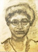 DORIAN LEVINE (20TH CENTURY) PORTRAIT CHARCOAL STUDY OF A BOY