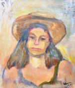 DORIAN LEVINE (20TH CENTURY) PORTRAIT STUDY OF A YOUNG LADY