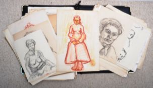 DORIAN LEVINE (20TH CENTURY) FOLIO COLLECTION OF CHARCOAL NUDES