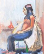 DORIAN LEVINE (20TH CENTURY) PORTRAIT STUDY OF A YOUNG LADY