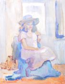 DORIAN LEVINE (20TH CENTURY) PORTRAIT STUDY OF A YOUNG LADY