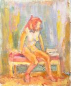 DORIAN LEVINE (20TH CENTURY) PORTRAIT STUDY OF A FEMALE NUDE