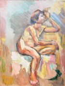 DORIAN LEVINE (20TH CENTURY) PORTRAIT STUDY OF A FEMALE NUDE