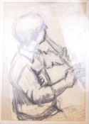 DORIAN LEVINE (20TH CENTURY) CHARCOAL PORTRAIT OF BOY MUSICIAN
