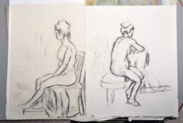 DORIAN LEVINE (20TH CENTURY) COLLECTION OF CHARCOAL PORTRAIT NUDES