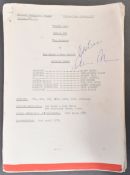 ESTATE OF BOB BAKER - DOCTOR WHO - BAKER'S PERSONAL SCRIPT