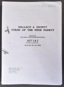ESTATE OF BOB BAKER - WALLACE & GROMIT - ORIGINAL DRAFT SCRIPT
