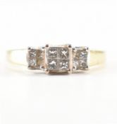 HALLMARKED 9CT GOLD & DIAMOND CLUSTER RING
