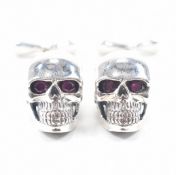 PAIR OF SILVER SKULL & BONE CUFFLINKS
