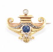 ART NOUVEAU SAPPHIRE & DIAMOND BROOCH
