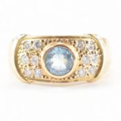 HALLMARKED 18CT GOLD TOPAZ & DIAMOND RING