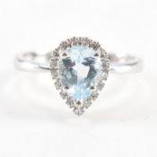 WHITE GOLD TOPAZ & DIAMOND CLUSTER RING