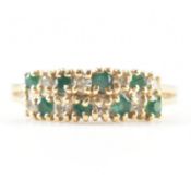HALLMARKED 18CT GOLD DIAMOND & EMERALD CLUSTER RING