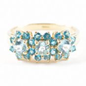 HALLMARKED 9CT GOLD & BLUE STONE FLOWER RING