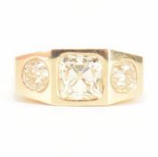 RETRO 18CT GOLD & FANCY LIGHT YELLOW DIAMOND THREE STONE RING