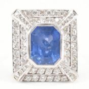 FRENCH 18CT GOLD SAPPHIRE & DIAMOND COCKTAIL RING