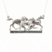 925 SILVER GEM SET HORSE PENDANT NECKLACE