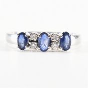 WHITE GOLD SAPPHIRE & DIAMOND CLUSTER RING