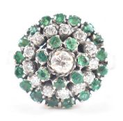 VINTAGE GOLD EMERALD & DIAMOND TARGET RING