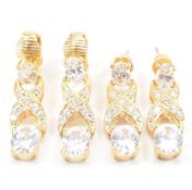 100+ GOLD PLATED WHITE STONE DROP EARRINGS