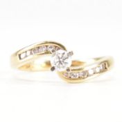 HALLMARKED 18CT GOLD & DIAMOND CROSSOVER RING