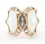 FRENCH ART NOUVEAU 18CT GOLD OPAL & DIAMOND RING