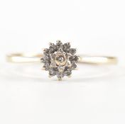 HALLMARKED 9CT GOLD & DIAMOND CLUSTER RING