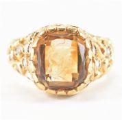 FRENCH 18CT GOLD CITRINE & DIAMOND INTAGLIO RING