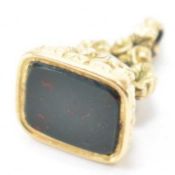 VINTAGE BLOODSTONE & YELLOW METAL FOB PENDANT