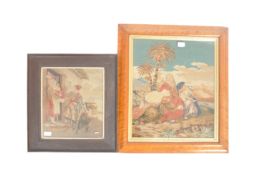 TWO EARLY 20TH CENTURY EMBROIDERY NEEDLEPOINT PICTURES