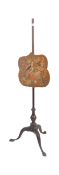 VICTORIAN MAHOGANY EMBROIDERED TAPESTRY POLE SCREEN