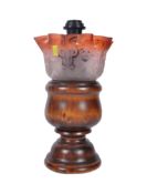 VICTORIAN OIL LAMPSHADE WITH WOODEN BASE