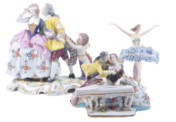 CLASSICAL NAPLES FIGURINE DIORAMA - DRESDEN BALLERINA & OTHER