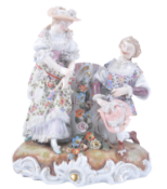 19TH CENTURY SITZENDORF PORCELAIN DIORAMA FIGURE GROUP