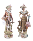 19TH CENTURY CONTINENTAL PAIR OF PORCELAIN BISQUE FIGURES