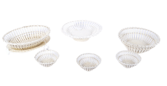COLLECTION OF 19TH CENTURY RIBBON WORKED BOWLS & DISHES