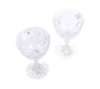 PAIR OF LATE 19TH CENTURY FACET CUT GLASS WINE GOBLETS