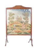 EARLY 20TH CENTURY MAHOGANY FRAMED NEEDLEPOINT FIRE SCREEN