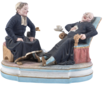 19TH CONTINENTAL VICTORIAN BISQUE GLAZED DIORAMA GROUP