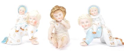 THREE EARLY 20TH CENTURY GERMAN HUEBACH BISQUE CHINA FIGURES