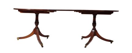 REGENCY MAHOGANY DOUBLE PILLAR PEDESTAL DINING TABLE
